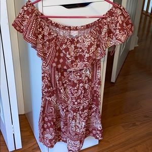 Rustic color off the shoulder romper